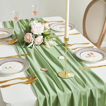 Qfdian Sage Green Chiffon Table Runner Wedding Decoration Baby Shower Birthday Parties Christmas Halloween Thanksgiving Events Supplies